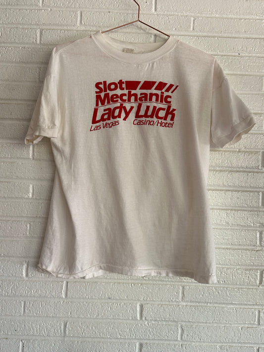 80's Lady Luck Slot Mechanic Tee