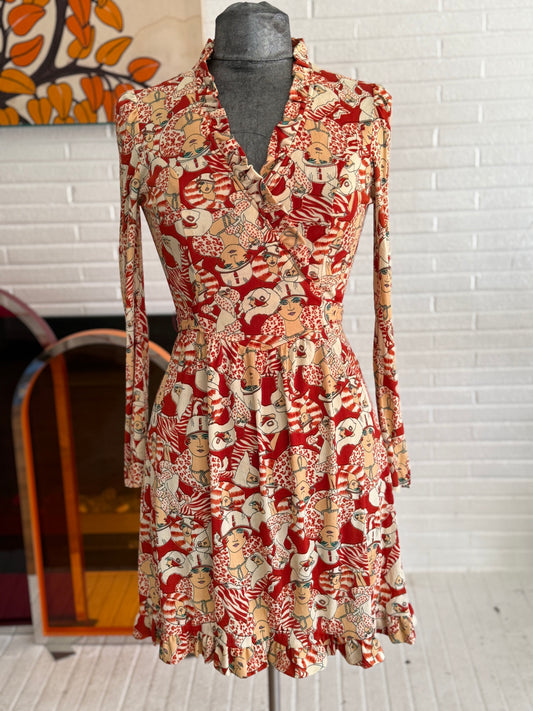 60's Flapper Print Dress